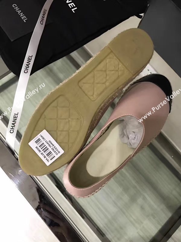 Chanel calfskin flat black pink shoes 3942