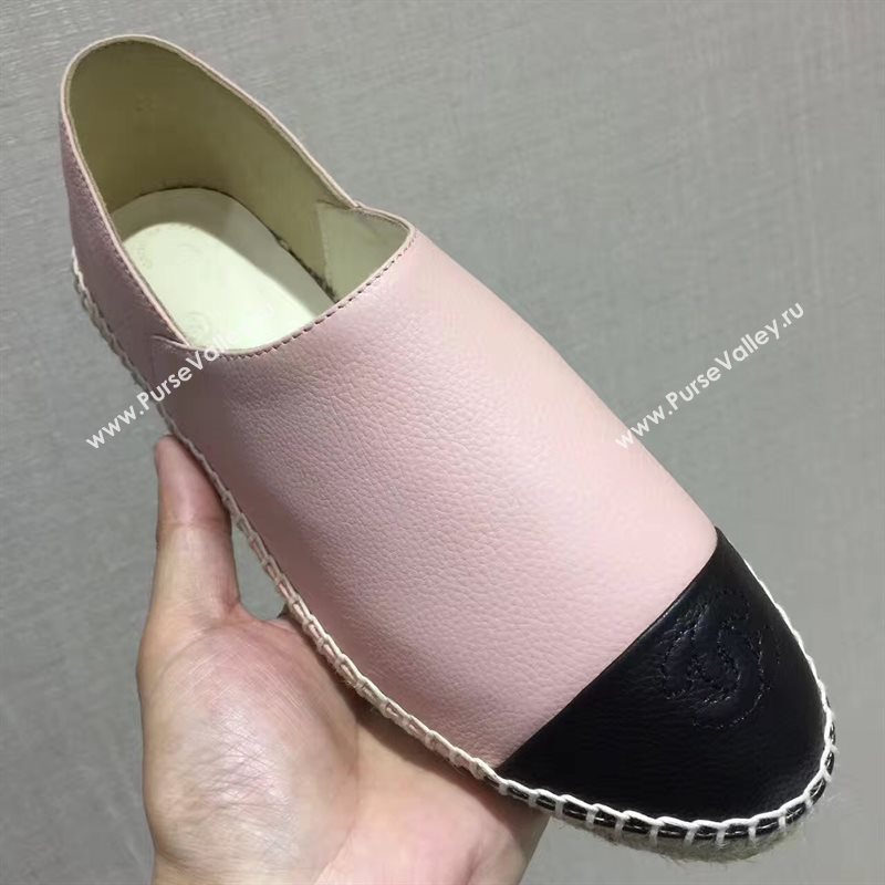 Chanel calfskin flat black pink shoes 3942