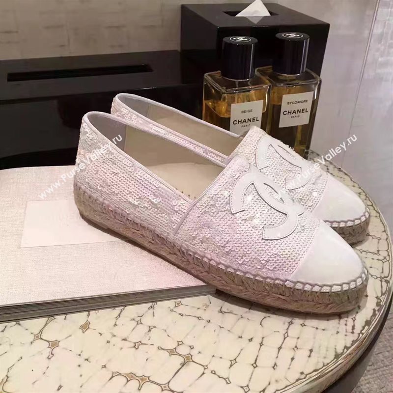 Chanel lambskin v canvas white flat shoes 3950