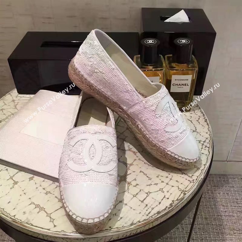 Chanel lambskin v canvas white flat shoes 3950