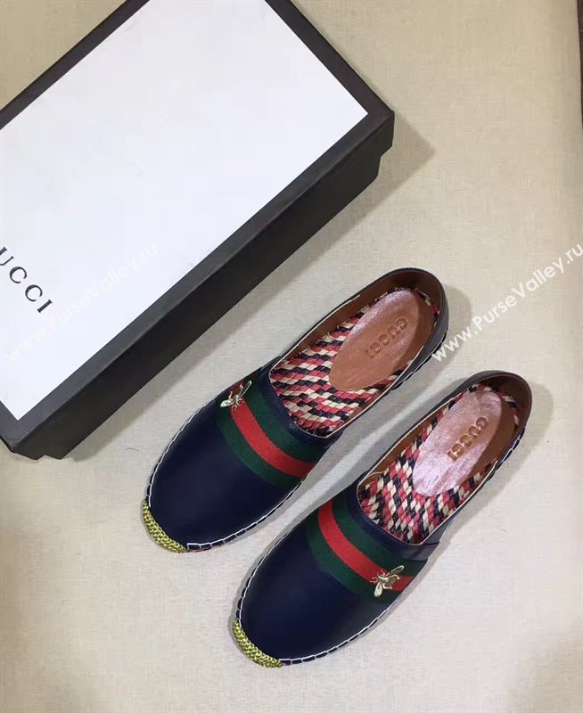 Gucci lambskin v canvas white flat shoes 3953