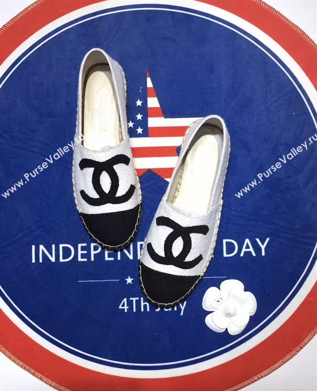 Chanel cuba lambskin v cotton white flat shoes 3954