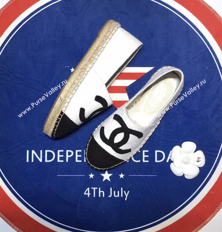 Chanel cuba lambskin v cotton white flat shoes 3954