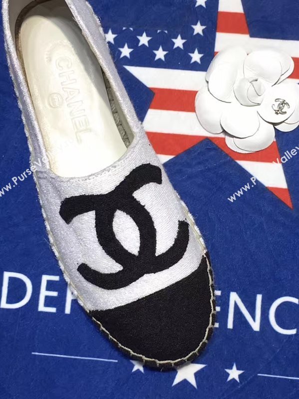 Chanel cuba lambskin v cotton white flat shoes 3954