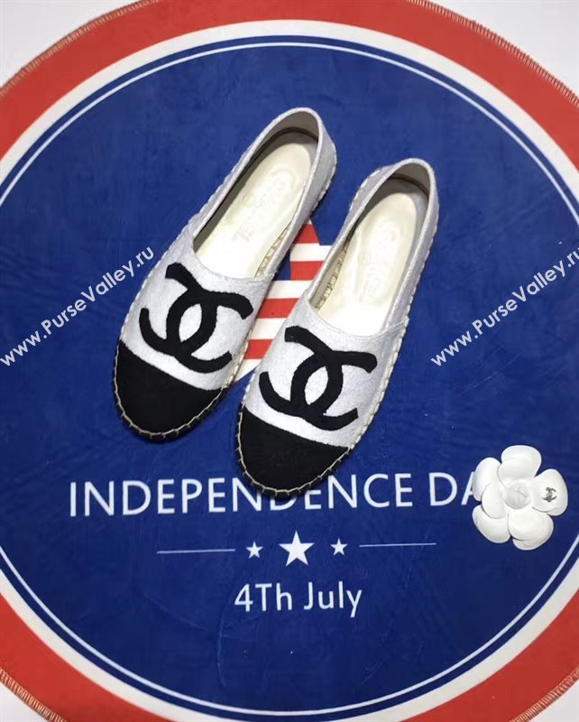 Chanel cuba lambskin v cotton white flat shoes 3954