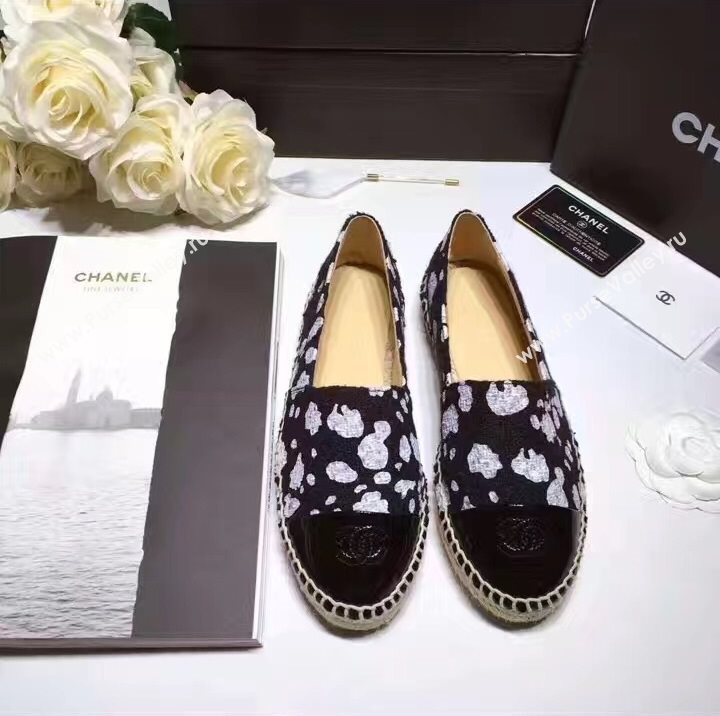 Chanel lambskin v canvas cow flat shoes 3957