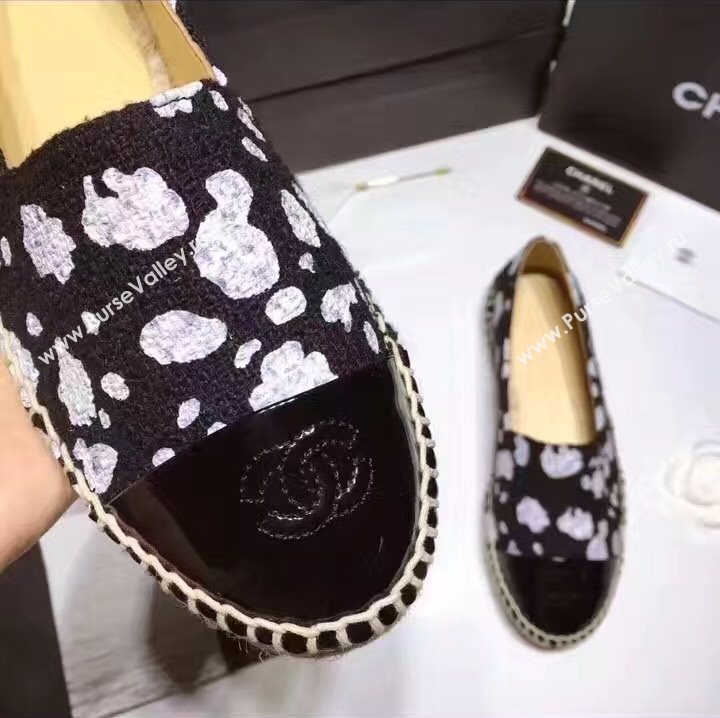 Chanel lambskin v canvas cow flat shoes 3957