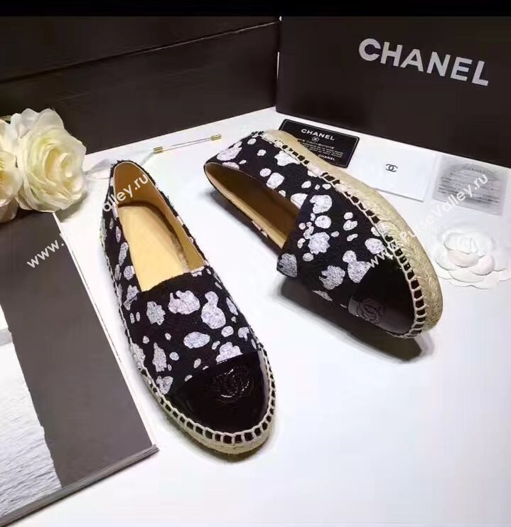 Chanel lambskin v canvas cow flat shoes 3957