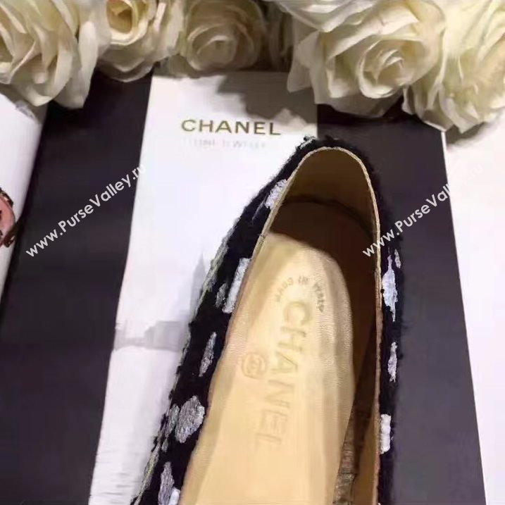 Chanel lambskin v canvas cow flat shoes 3957