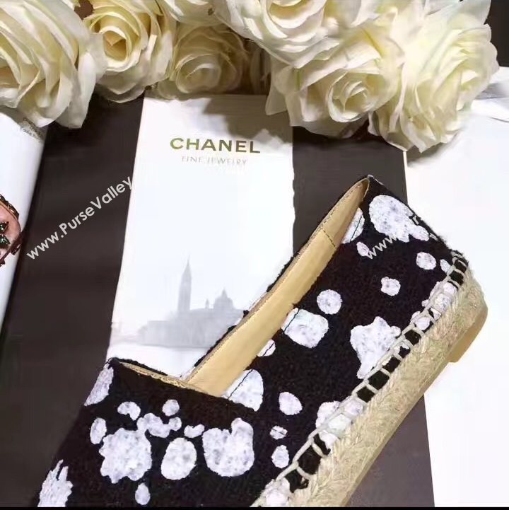 Chanel lambskin v canvas cow flat shoes 3957