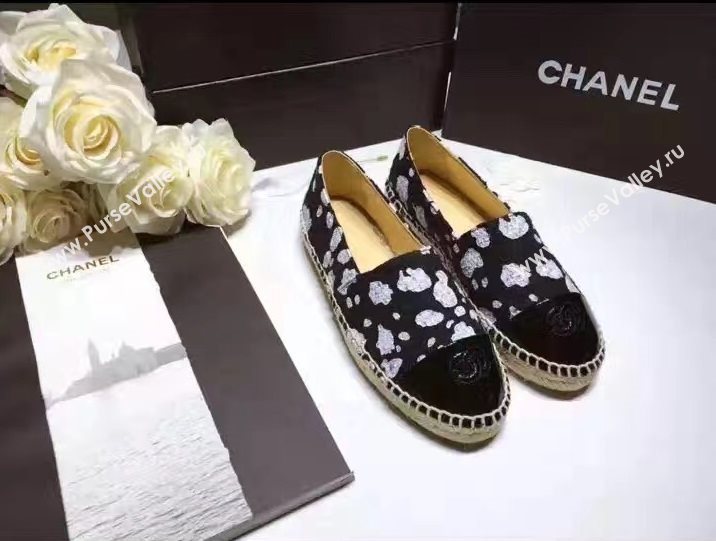 Chanel lambskin v canvas cow flat shoes 3957