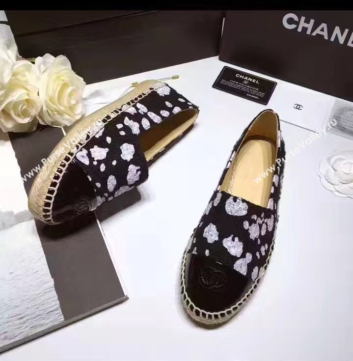 Chanel lambskin v canvas cow flat shoes 3957