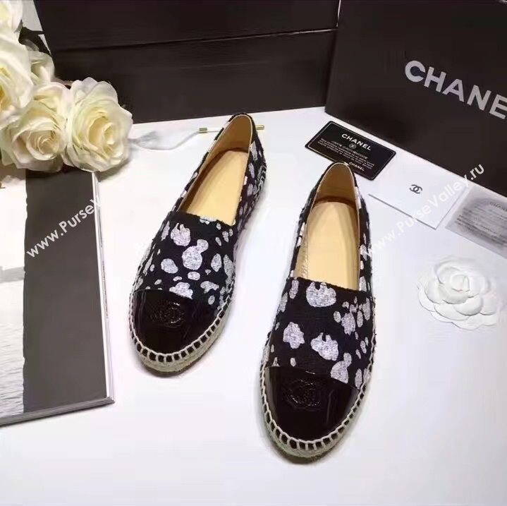 Chanel lambskin v canvas cow flat shoes 3957