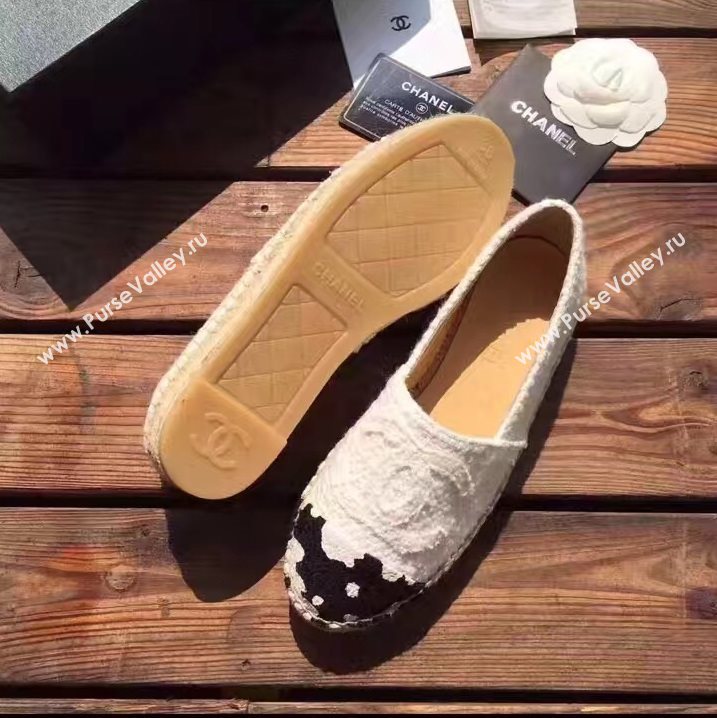 Chanel lambskin v canvas cow flat shoes 3958