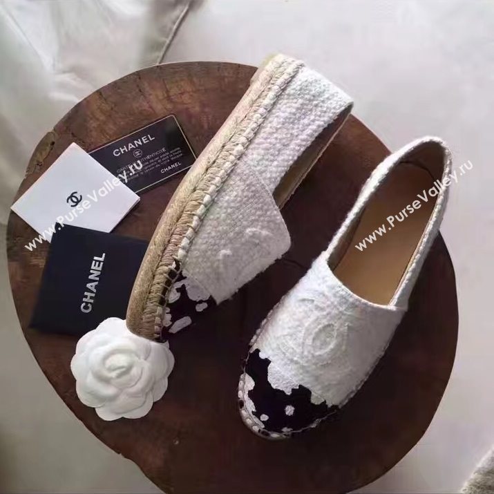 Chanel lambskin v canvas cow flat shoes 3958