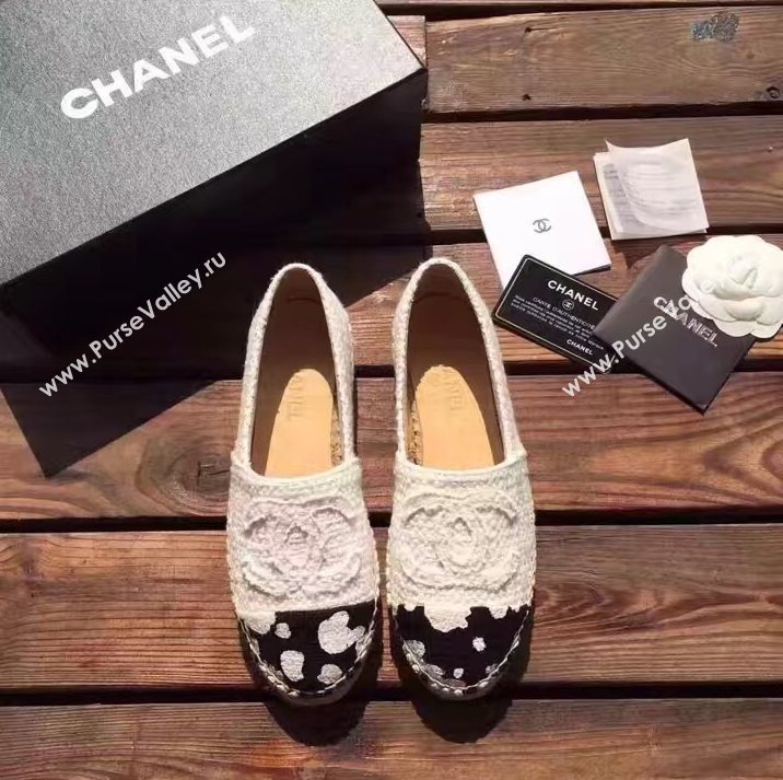 Chanel lambskin v canvas cow flat shoes 3958