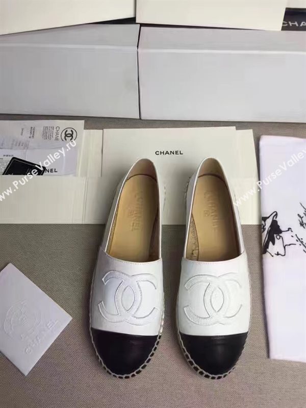 Chanel lambskin flat black white shoes 3959