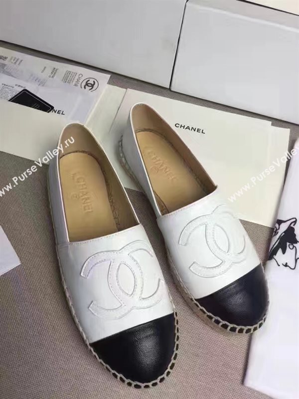 Chanel lambskin flat black white shoes 3959