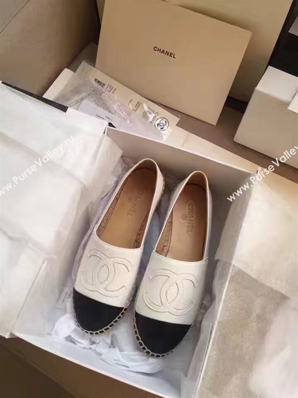 Chanel lambskin flat black white shoes 3959