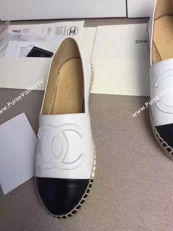 Chanel lambskin flat black white shoes 3959