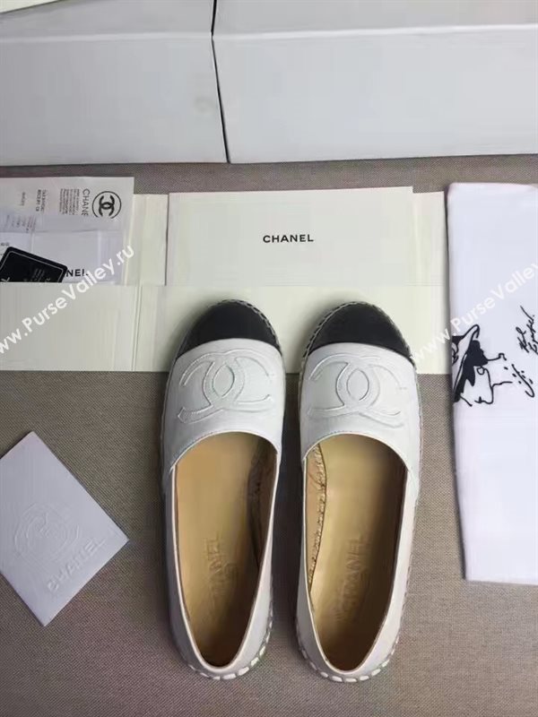 Chanel lambskin flat black white shoes 3959
