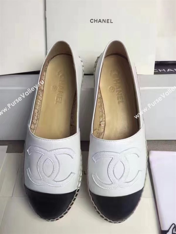 Chanel lambskin flat black white shoes 3959