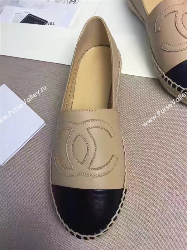 Chanel lambskin flat black apricot shoes 3961