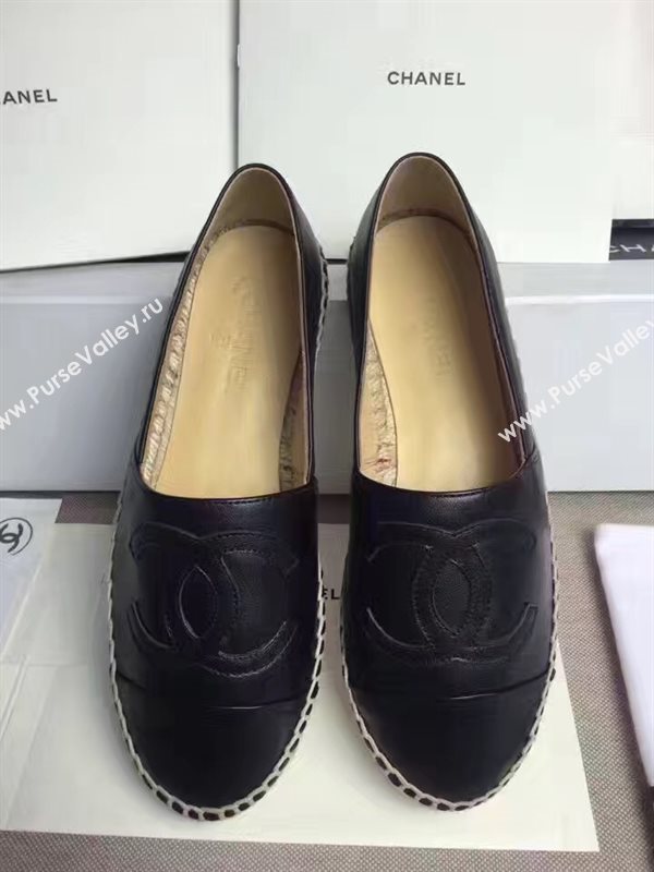 Chanel lambskin black flat shoes 3962