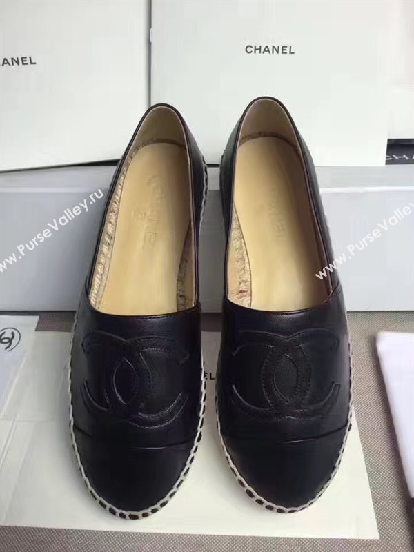 Chanel lambskin black flat shoes 3962