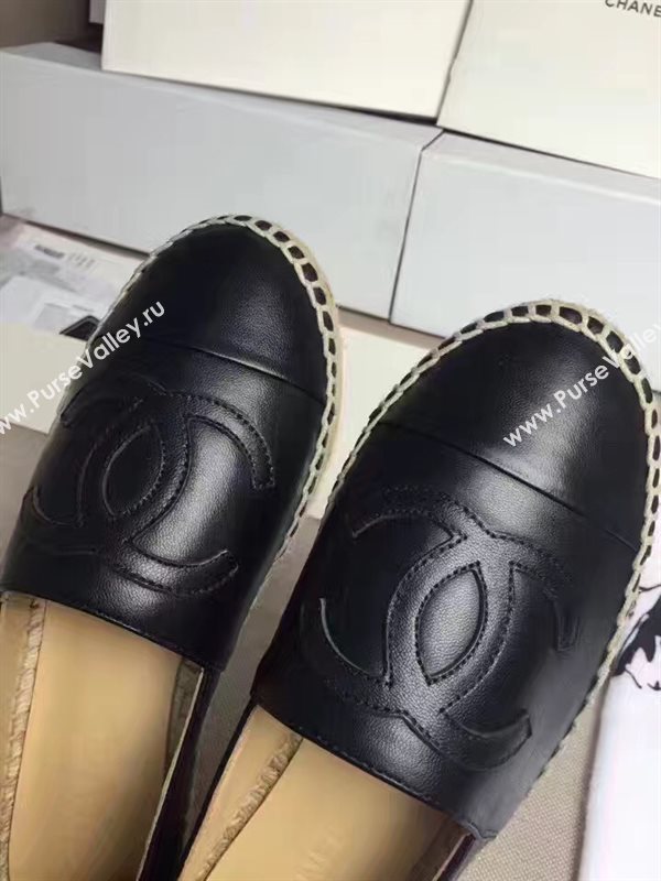 Chanel lambskin black flat shoes 3962