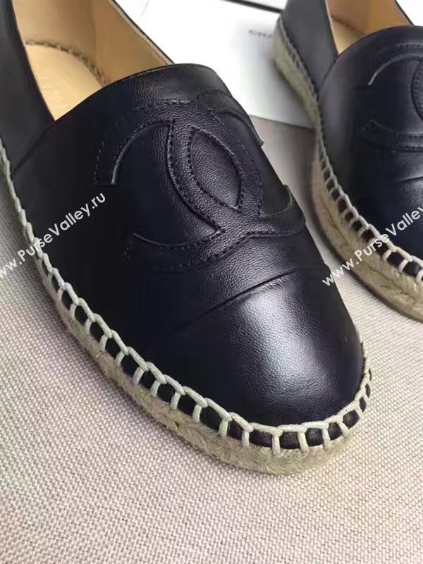 Chanel lambskin black flat shoes 3962