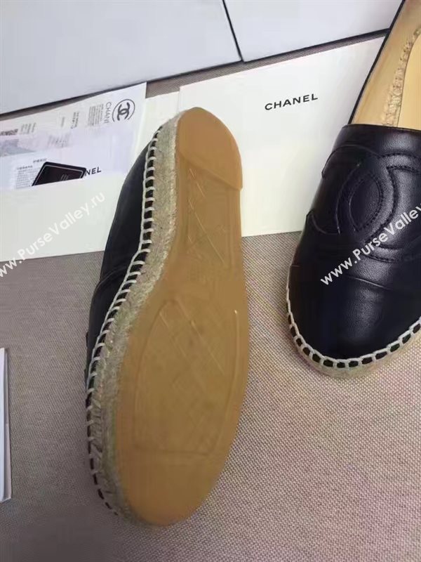 Chanel lambskin black flat shoes 3962