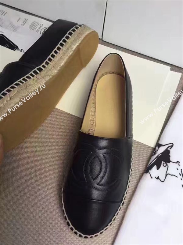 Chanel lambskin black flat shoes 3962