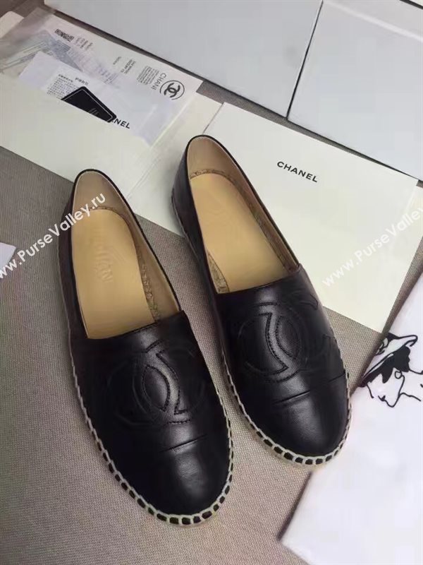 Chanel lambskin black flat shoes 3962