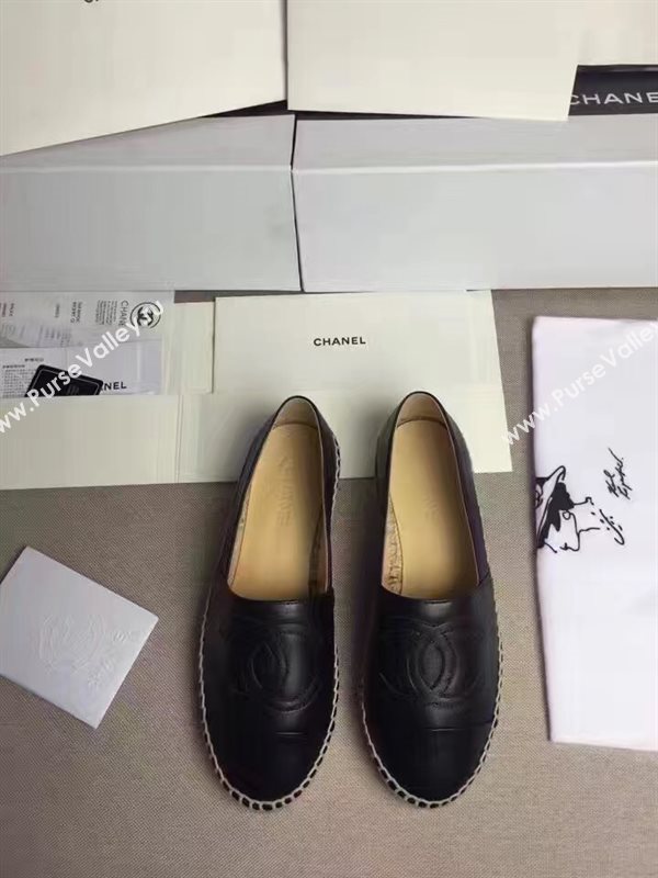 Chanel lambskin black flat shoes 3962