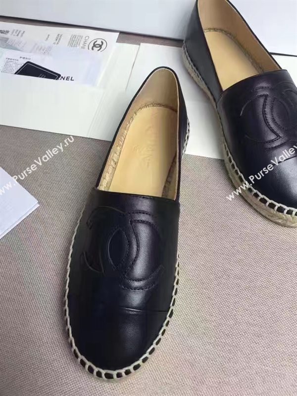 Chanel lambskin black flat shoes 3962