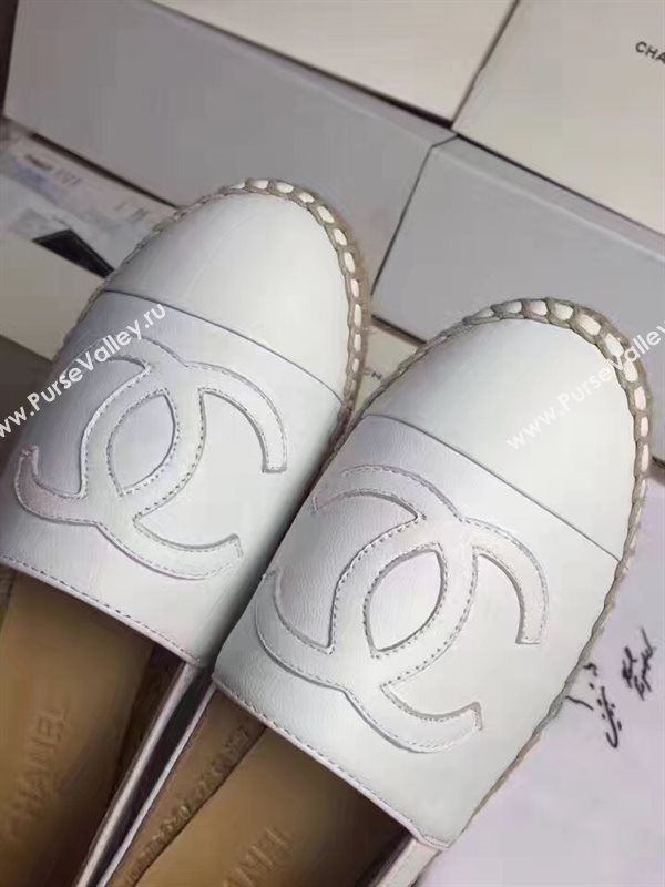Chanel lambskin white flat shoes 3963