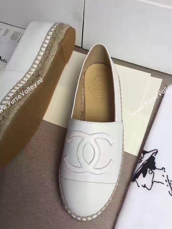 Chanel lambskin white flat shoes 3963