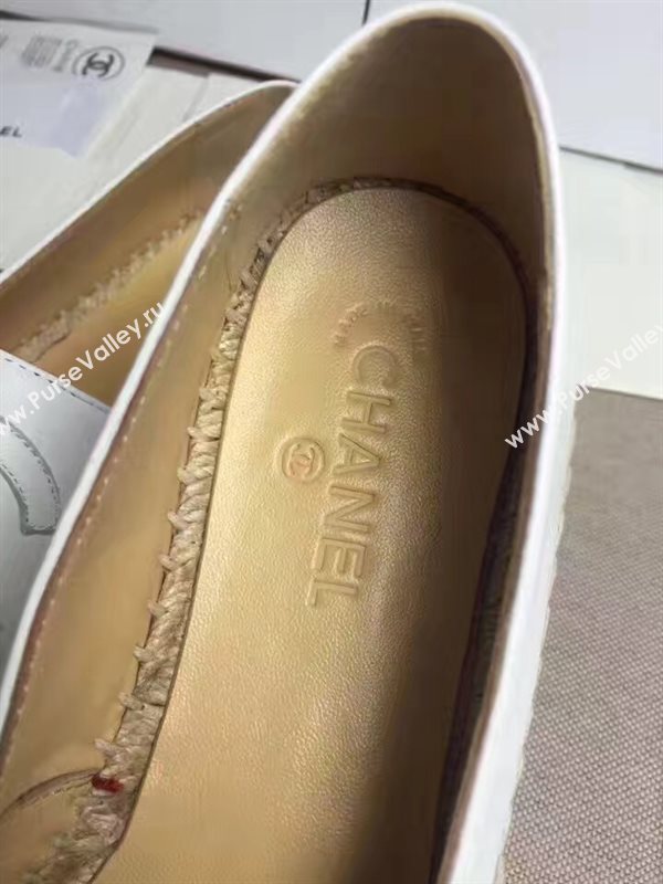 Chanel lambskin white flat shoes 3963