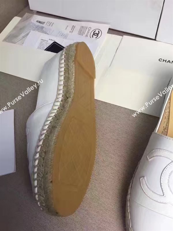 Chanel lambskin white flat shoes 3963