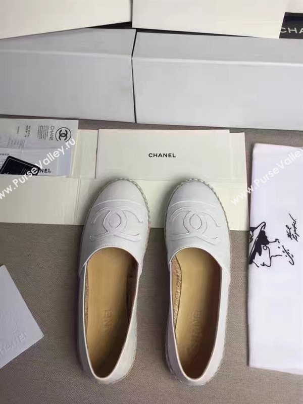 Chanel lambskin white flat shoes 3963