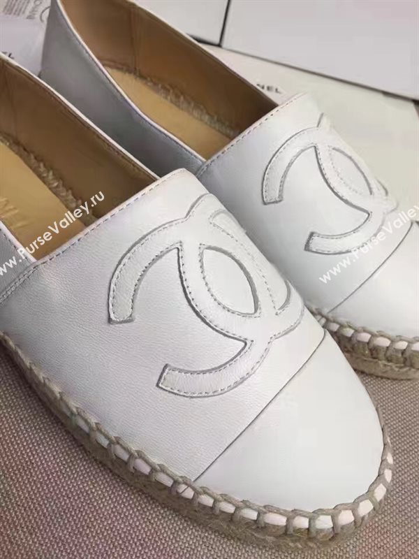 Chanel lambskin white flat shoes 3963