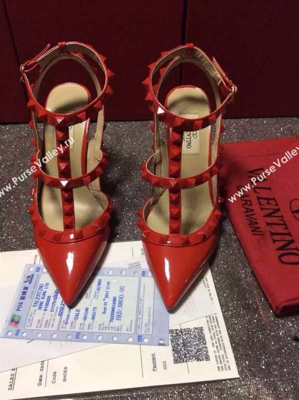 Valentino sandals heels stud red paint shoes 3965
