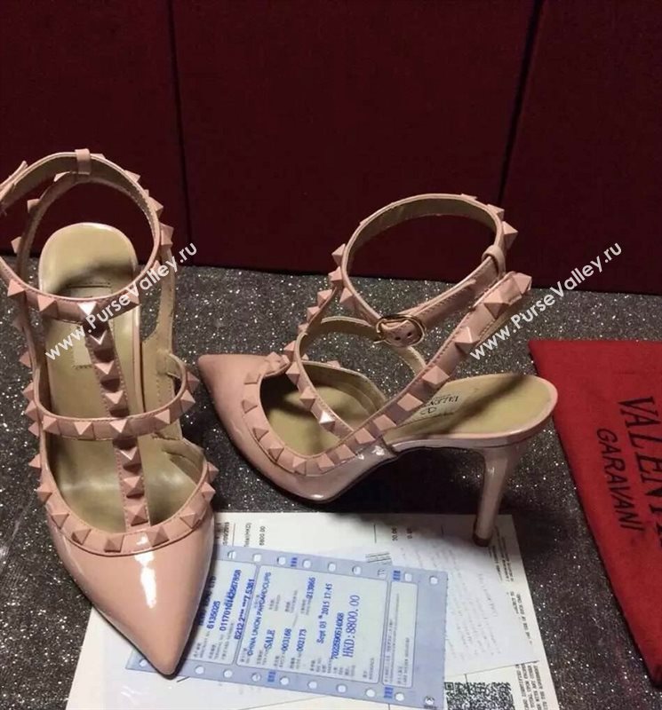 Valentino paint pink sandals stud heels shoes 3966