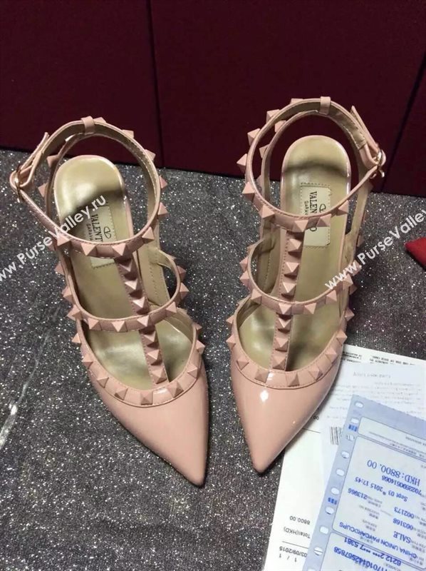 Valentino paint pink sandals stud heels shoes 3966