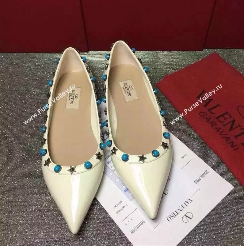 Valentino paint cream sandals stud flats shoes 3969