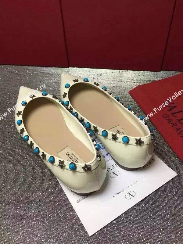 Valentino paint cream sandals stud flats shoes 3969