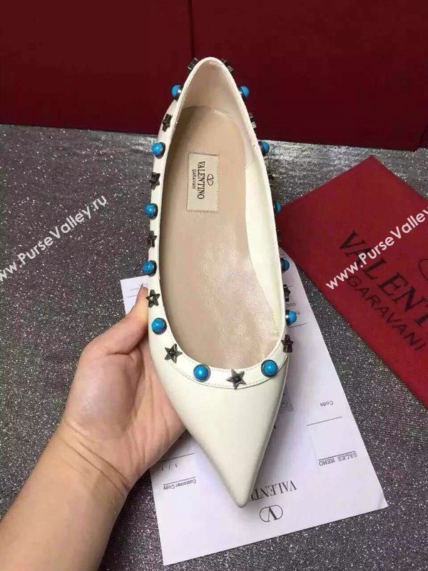 Valentino paint cream sandals stud flats shoes 3969