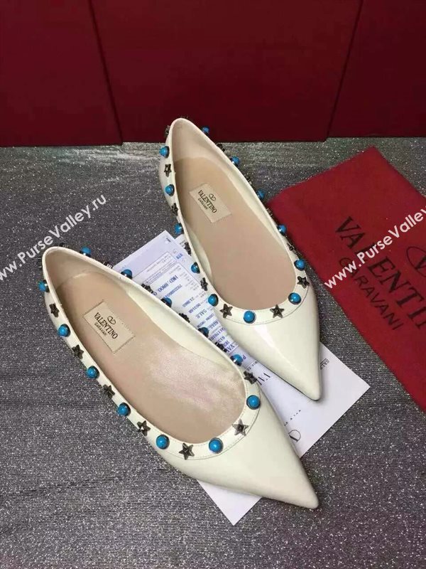Valentino paint cream sandals stud flats shoes 3969