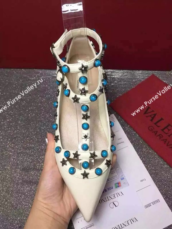 Valentino sandals flats stud cream paint shoes 3970